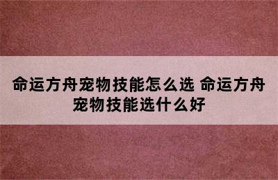 命运方舟宠物技能怎么选 命运方舟宠物技能选什么好